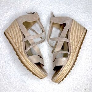 *EILEEN FISHER* Wanda Tumbled Nubuck Espadrille Wedge Sandal